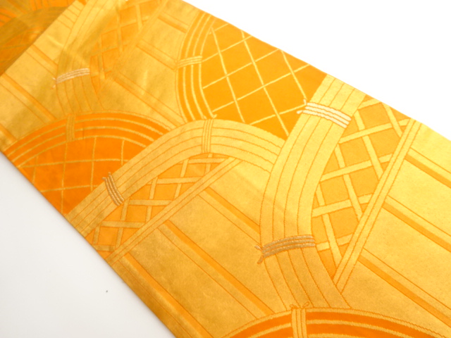 JAPANESE KIMONO / VINTAGE NAGOYA OBI / WOVEN FENCE PATTERN